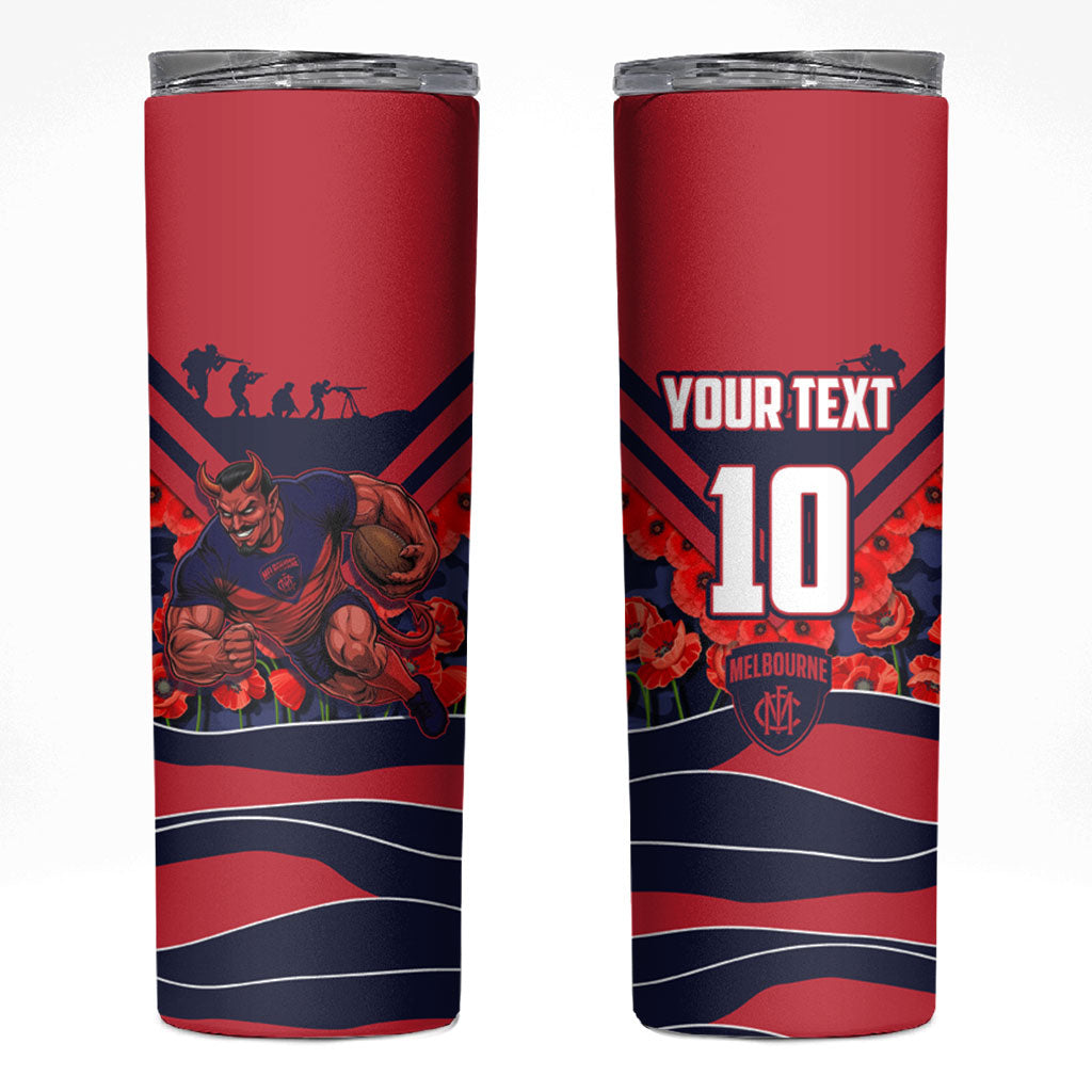 Personalised Melbourne Demons ANZAC Skinny Tumbler Military Remembrance Australian Football Mascot Camouflage