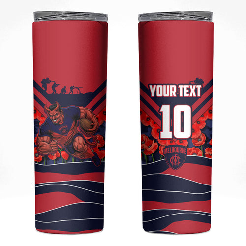 Personalised Melbourne Demons ANZAC Skinny Tumbler Military Remembrance Australian Football Mascot Camouflage