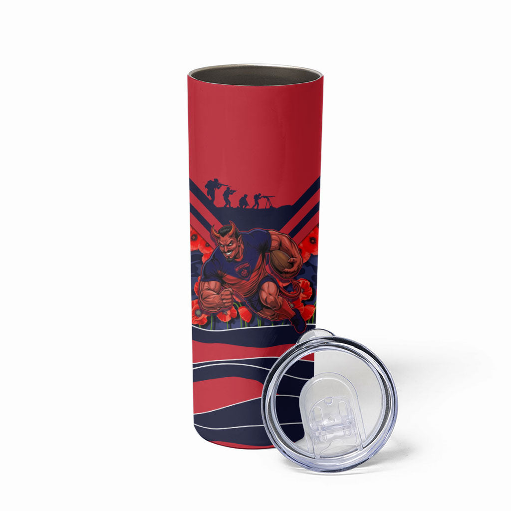 Personalised Melbourne Demons ANZAC Skinny Tumbler Military Remembrance Australian Football Mascot Camouflage
