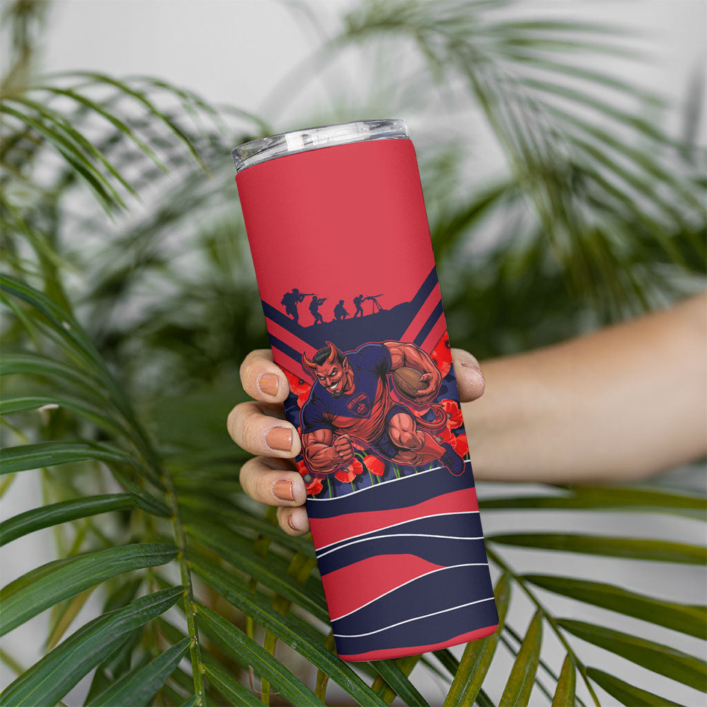 Personalised Melbourne Demons ANZAC Skinny Tumbler Military Remembrance Australian Football Mascot Camouflage