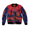Personalised Melbourne Demons ANZAC Sleeve Zip Bomber Jacket Military Remembrance Australian Football Mascot Camouflage