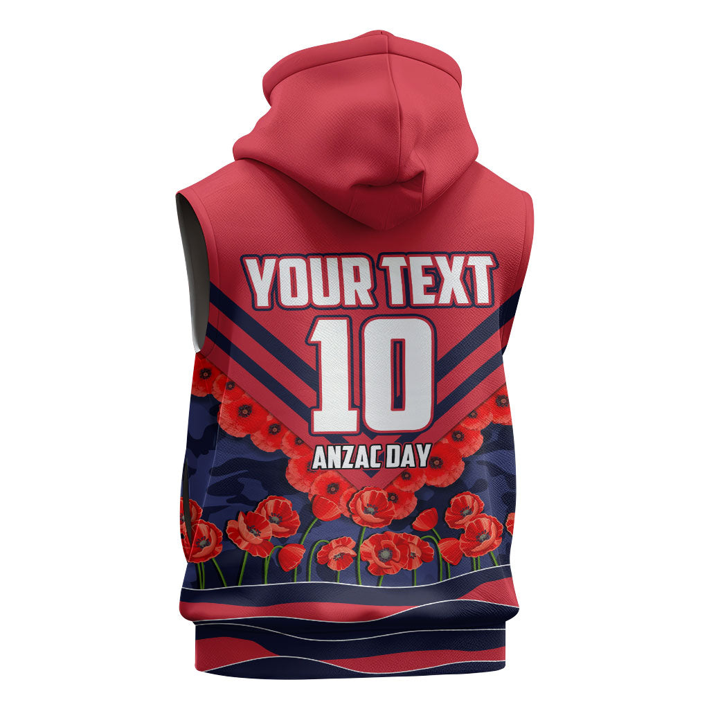 Personalised Melbourne Demons ANZAC Sleeveless Hoodie Military Remembrance Australian Football Mascot Camouflage