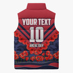 Personalised Melbourne Demons ANZAC Sleeveless Puffer Jacket Military Remembrance Australian Football Mascot Camouflage