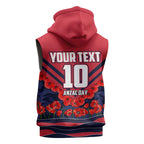 Personalised Melbourne Demons ANZAC Sleeveless Zip Hoodie Military Remembrance Australian Football Mascot Camouflage