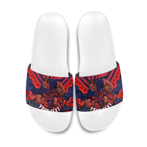 Personalised Melbourne Demons ANZAC Slide Sandals Military Remembrance Australian Football Mascot Camouflage