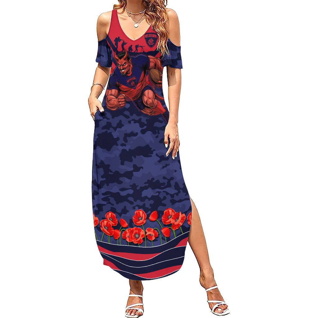 Personalised Melbourne Demons ANZAC Summer Maxi Dress Military Remembrance Australian Football Mascot Camouflage