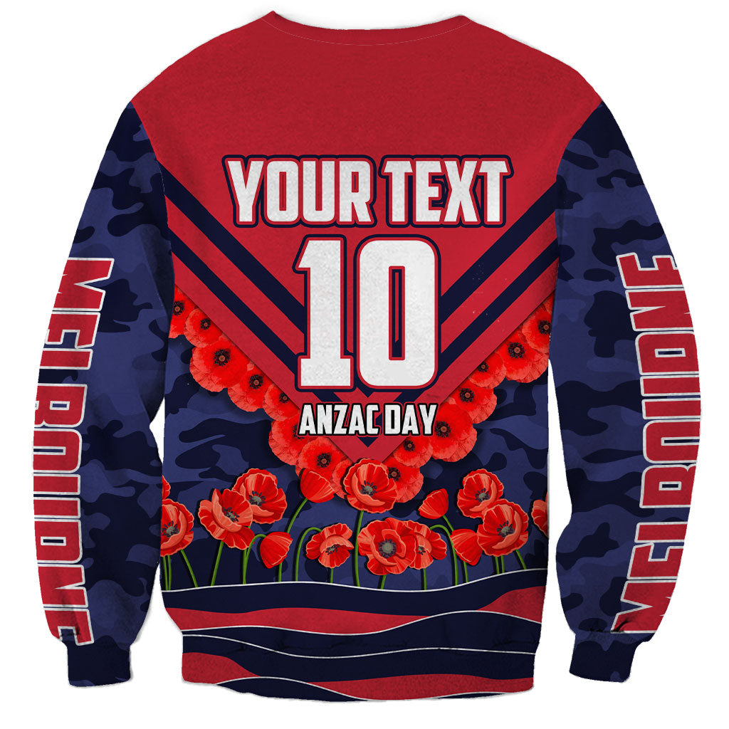 Personalised Melbourne Demons ANZAC Sweatshirt Military Remembrance Australian Football Mascot Camouflage