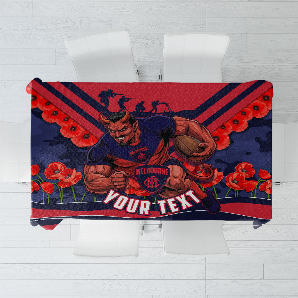 Personalised Melbourne Demons ANZAC Tablecloth Military Remembrance Australian Football Mascot Camouflage