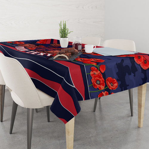 Personalised Melbourne Demons ANZAC Tablecloth Military Remembrance Australian Football Mascot Camouflage