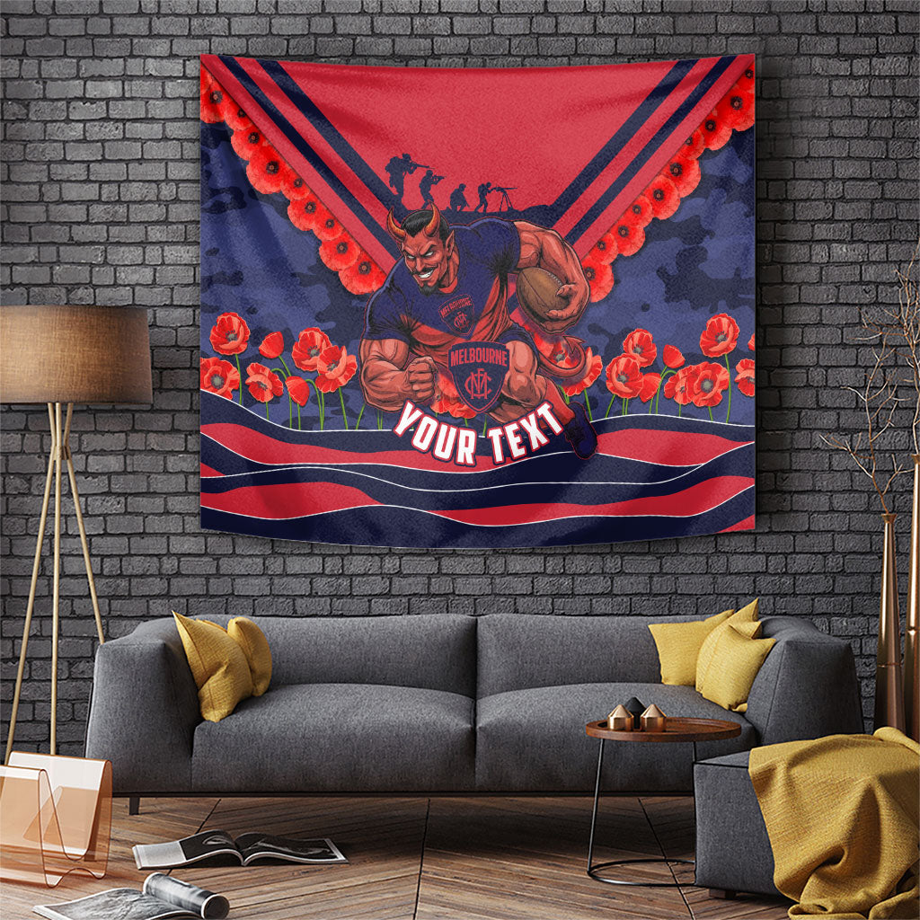 Personalised Melbourne Demons ANZAC Tapestry Military Remembrance Australian Football Mascot Camouflage