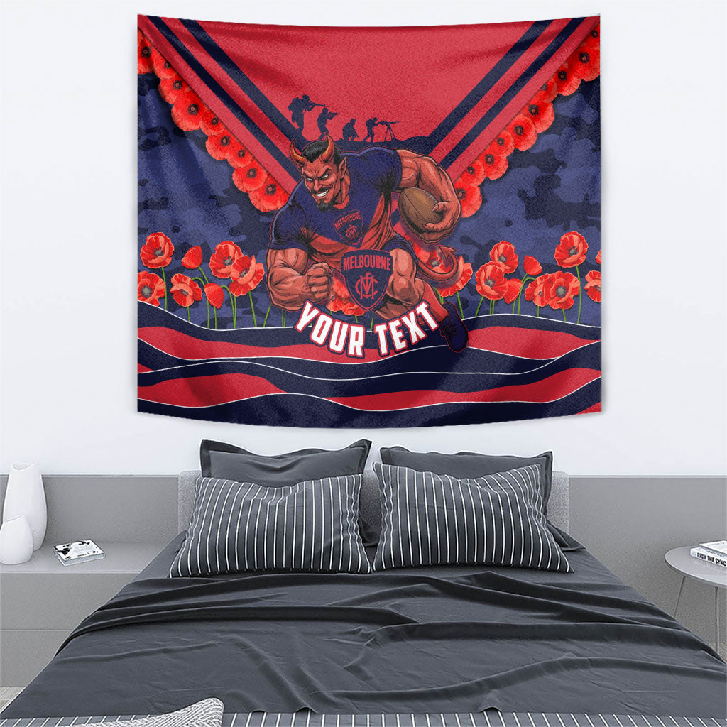 Personalised Melbourne Demons ANZAC Tapestry Military Remembrance Australian Football Mascot Camouflage