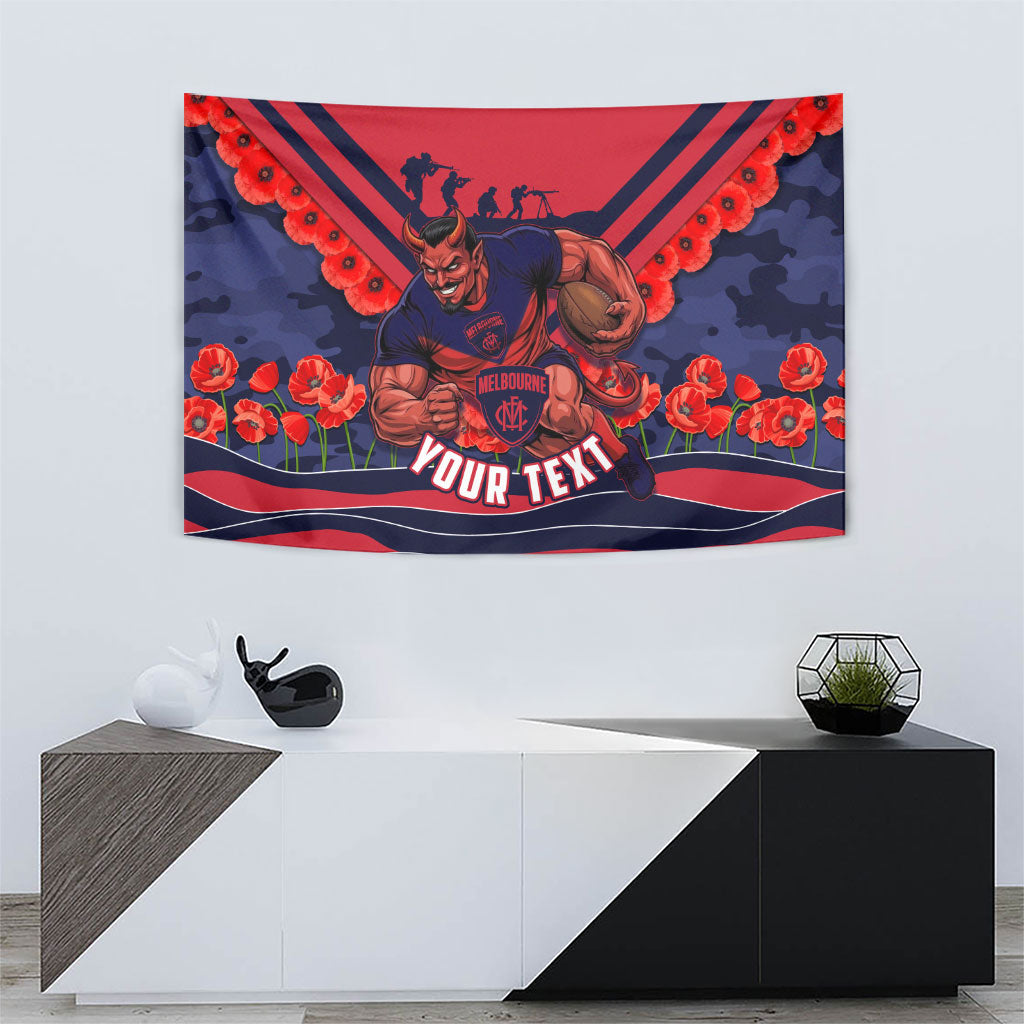 Personalised Melbourne Demons ANZAC Tapestry Military Remembrance Australian Football Mascot Camouflage
