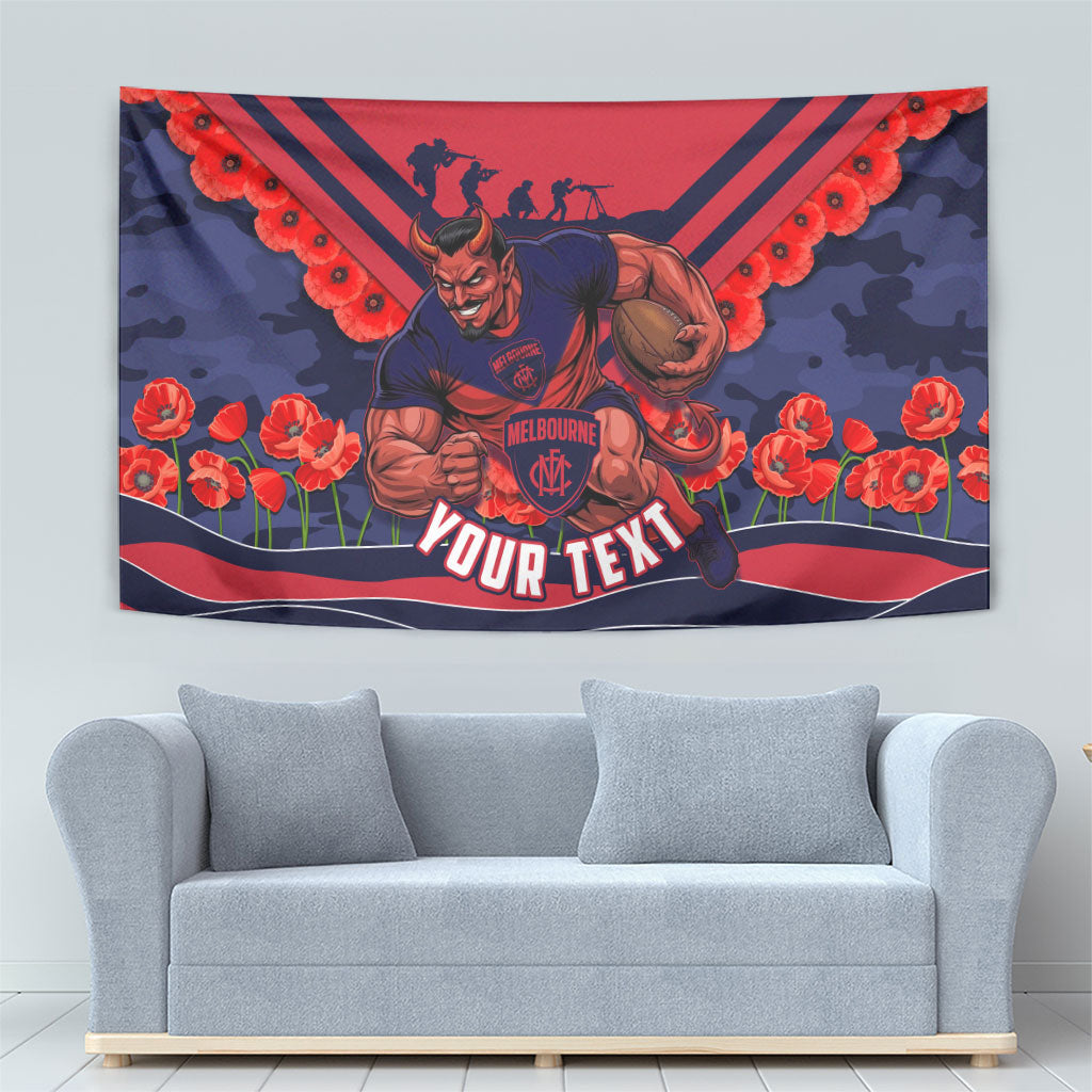 Personalised Melbourne Demons ANZAC Tapestry Military Remembrance Australian Football Mascot Camouflage