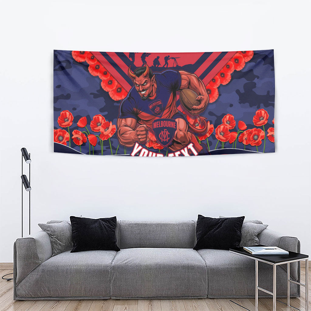 Personalised Melbourne Demons ANZAC Tapestry Military Remembrance Australian Football Mascot Camouflage