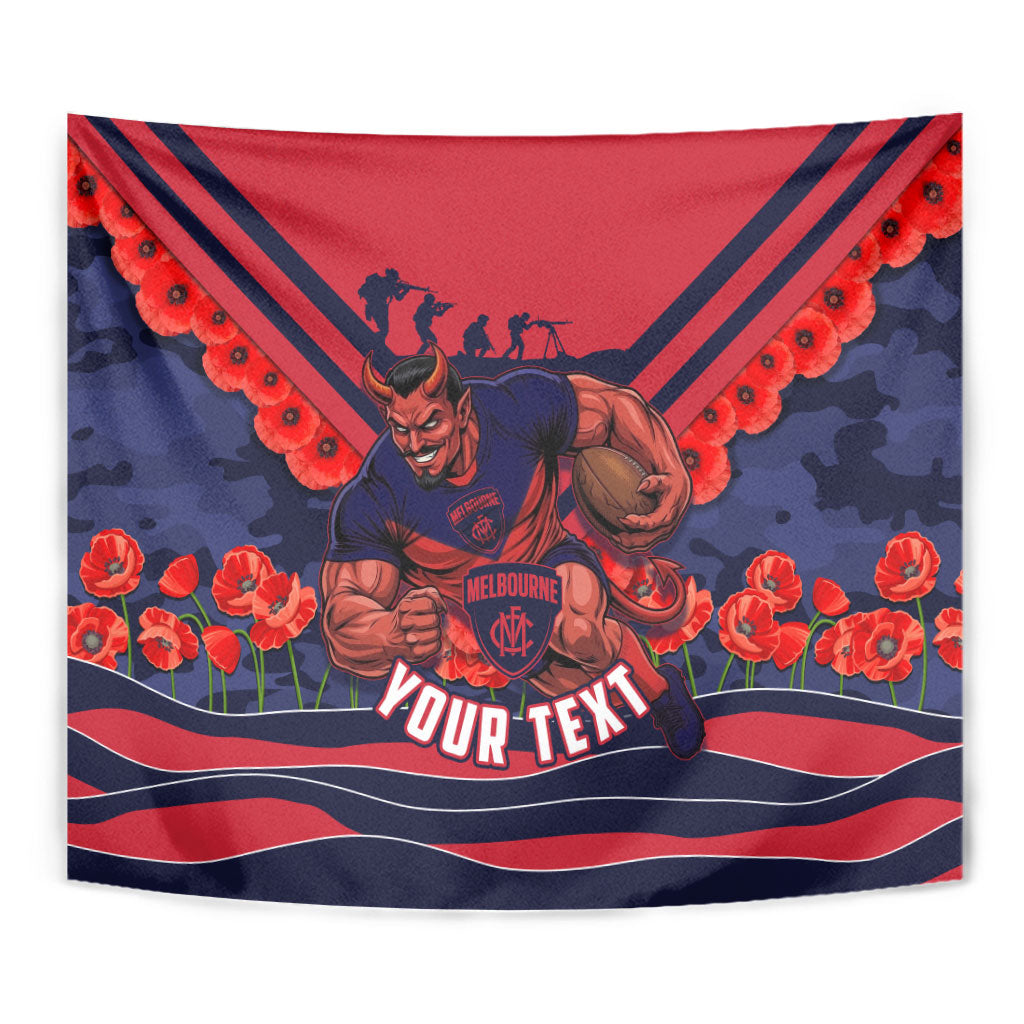 Personalised Melbourne Demons ANZAC Tapestry Military Remembrance Australian Football Mascot Camouflage