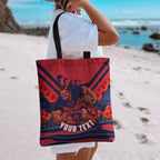 Personalised Melbourne Demons ANZAC Tote Bag Military Remembrance Australian Football Mascot Camouflage