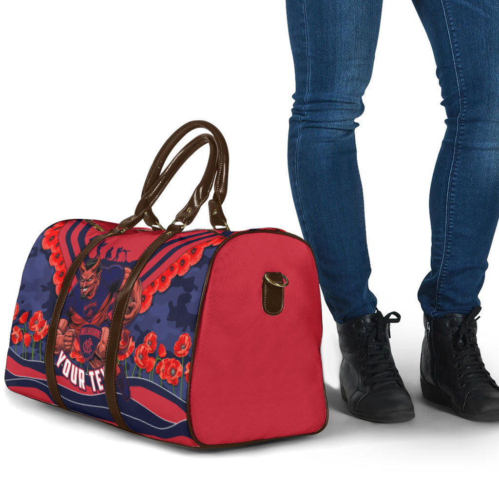 Personalised Melbourne Demons ANZAC Travel Bag Military Remembrance Australian Football Mascot Camouflage