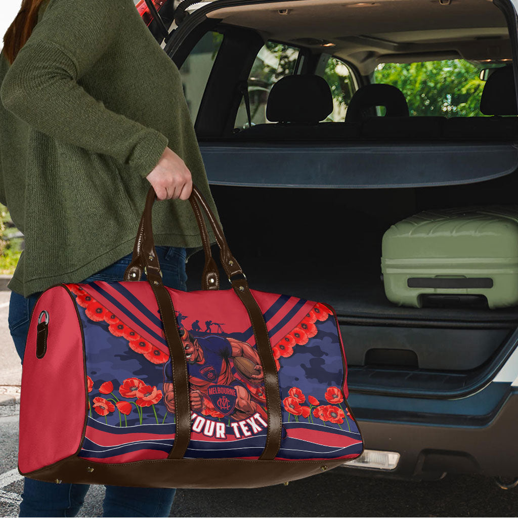 Personalised Melbourne Demons ANZAC Travel Bag Military Remembrance Australian Football Mascot Camouflage