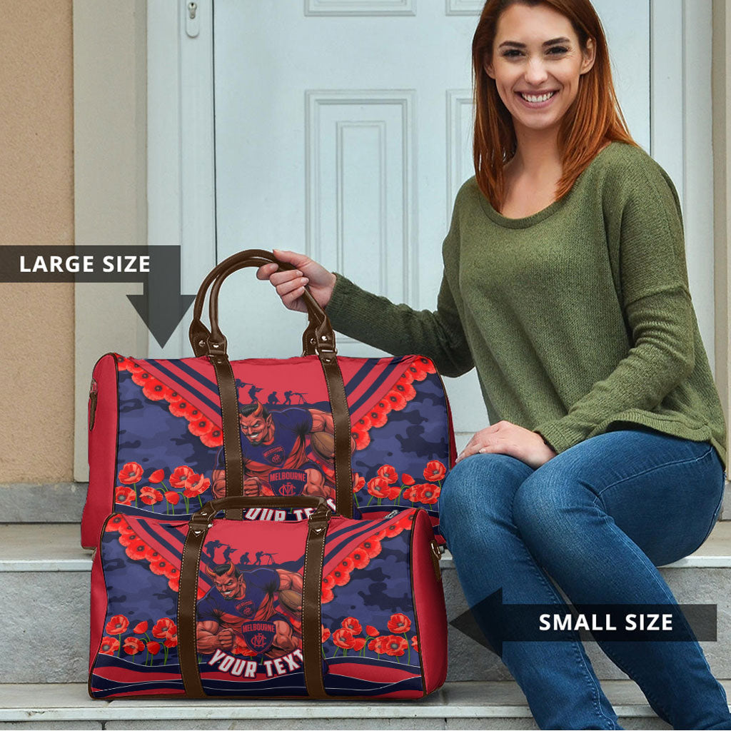 Personalised Melbourne Demons ANZAC Travel Bag Military Remembrance Australian Football Mascot Camouflage