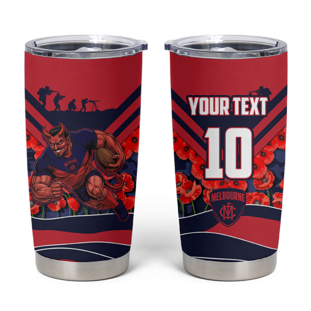 Personalised Melbourne Demons ANZAC Tumbler Cup Military Remembrance Australian Football Mascot Camouflage