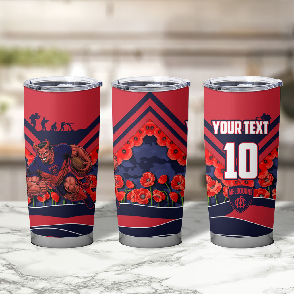 Personalised Melbourne Demons ANZAC Tumbler Cup Military Remembrance Australian Football Mascot Camouflage