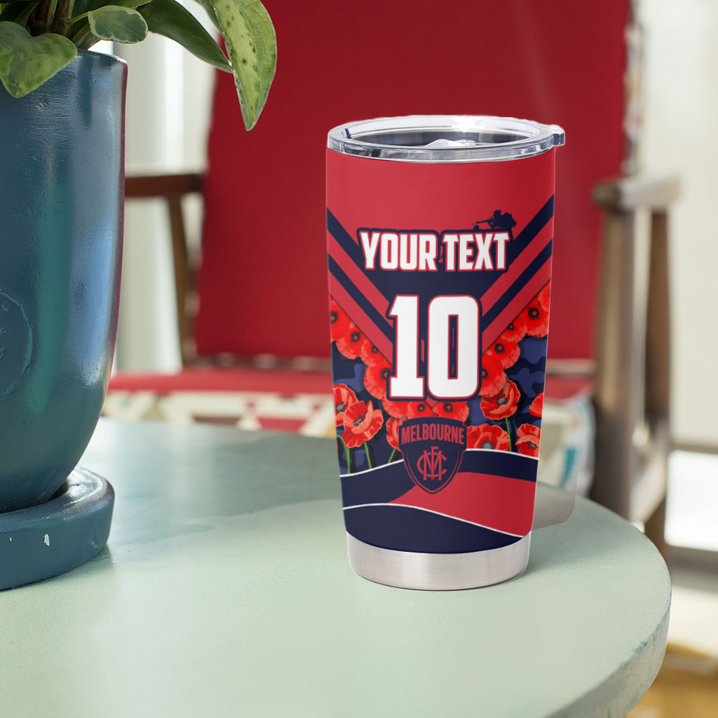 Personalised Melbourne Demons ANZAC Tumbler Cup Military Remembrance Australian Football Mascot Camouflage