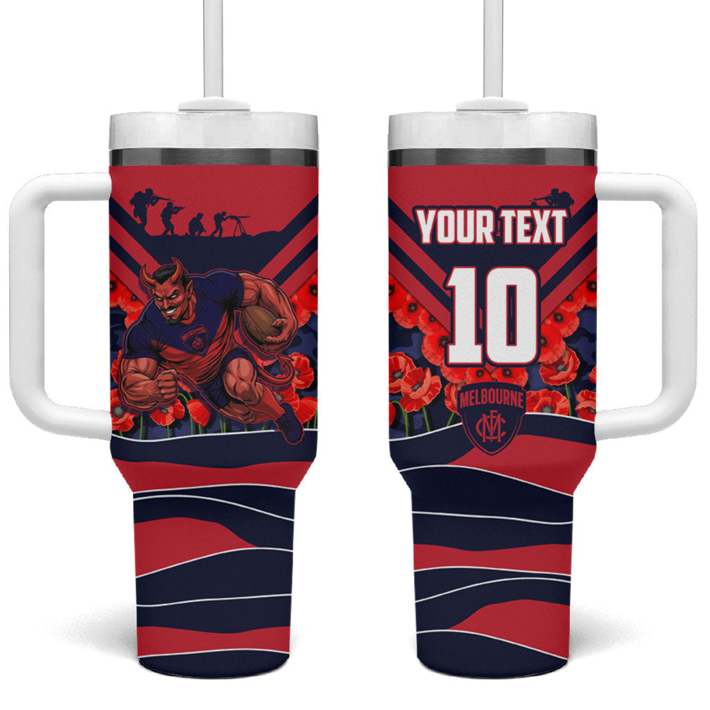 Personalised Melbourne Demons ANZAC Tumbler With Handle Military Remembrance Australian Football Mascot Camouflage