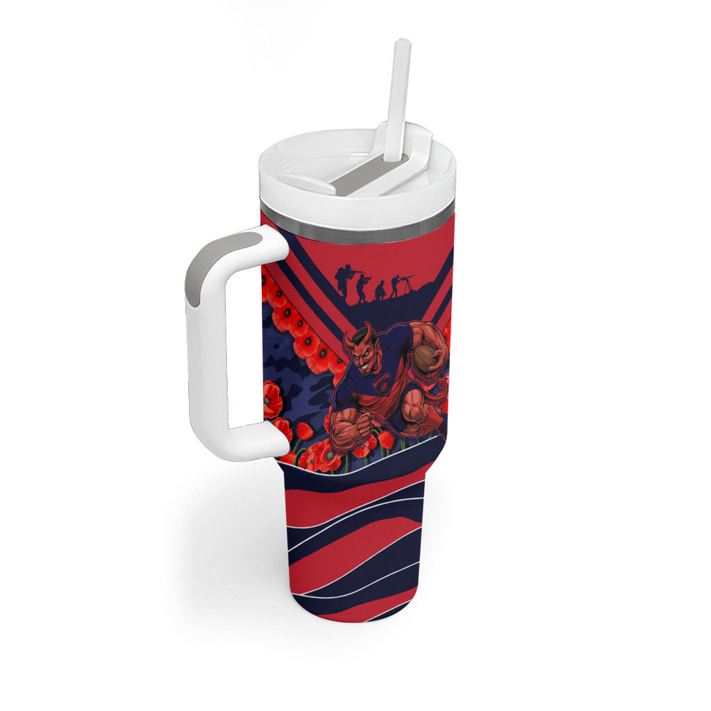Personalised Melbourne Demons ANZAC Tumbler With Handle Military Remembrance Australian Football Mascot Camouflage