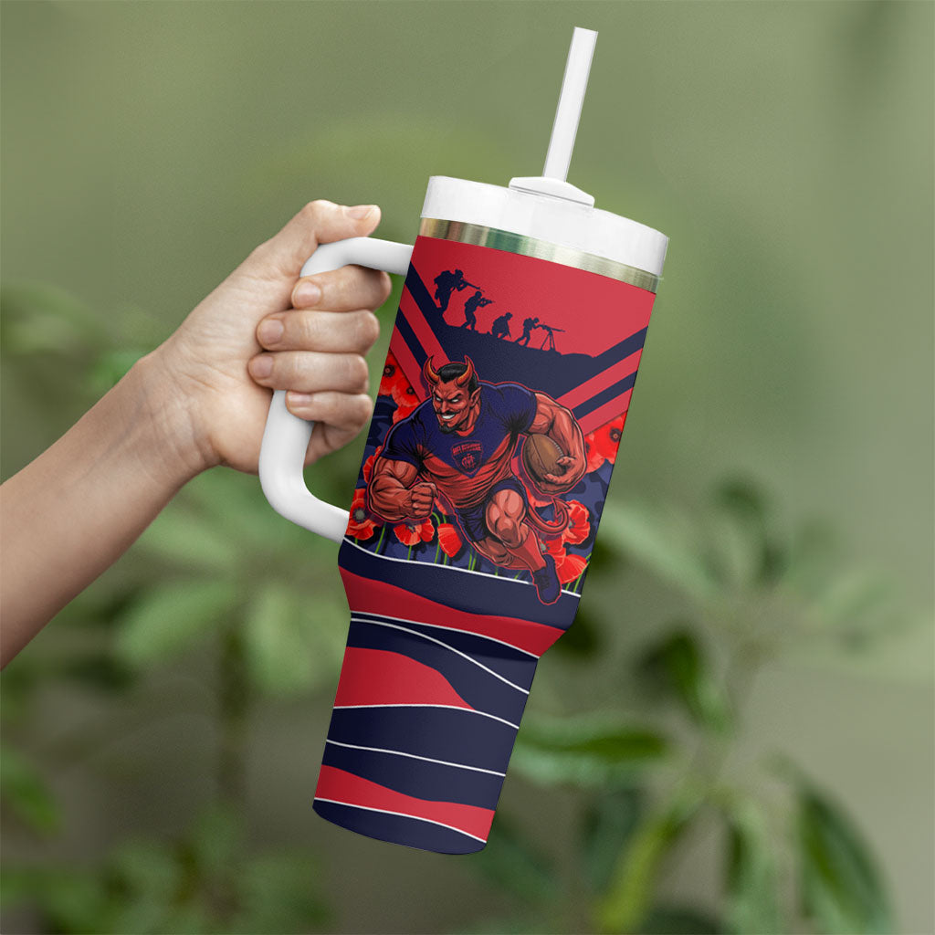 Personalised Melbourne Demons ANZAC Tumbler With Handle Military Remembrance Australian Football Mascot Camouflage