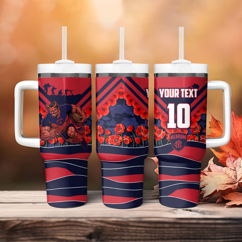 Personalised Melbourne Demons ANZAC Tumbler With Handle Military Remembrance Australian Football Mascot Camouflage