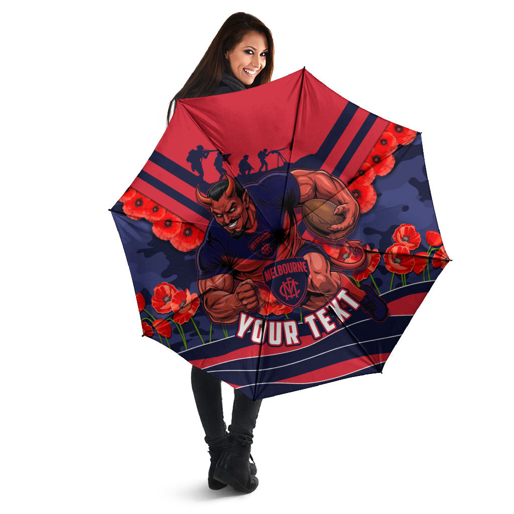 Personalised Melbourne Demons ANZAC Umbrella Military Remembrance Australian Football Mascot Camouflage