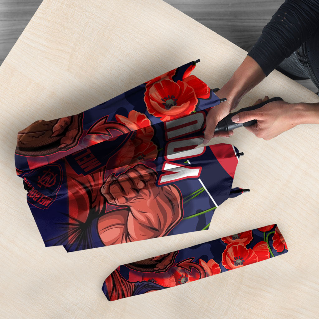 Personalised Melbourne Demons ANZAC Umbrella Military Remembrance Australian Football Mascot Camouflage
