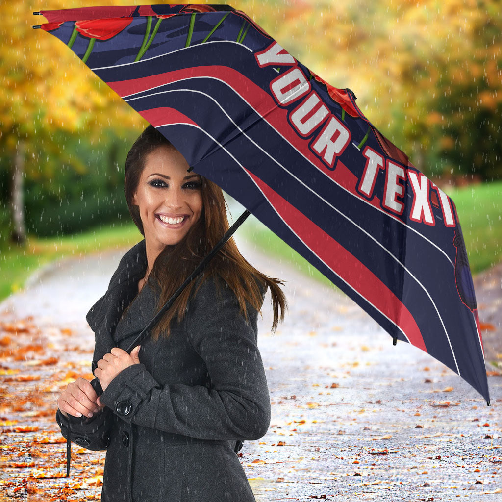 Personalised Melbourne Demons ANZAC Umbrella Military Remembrance Australian Football Mascot Camouflage
