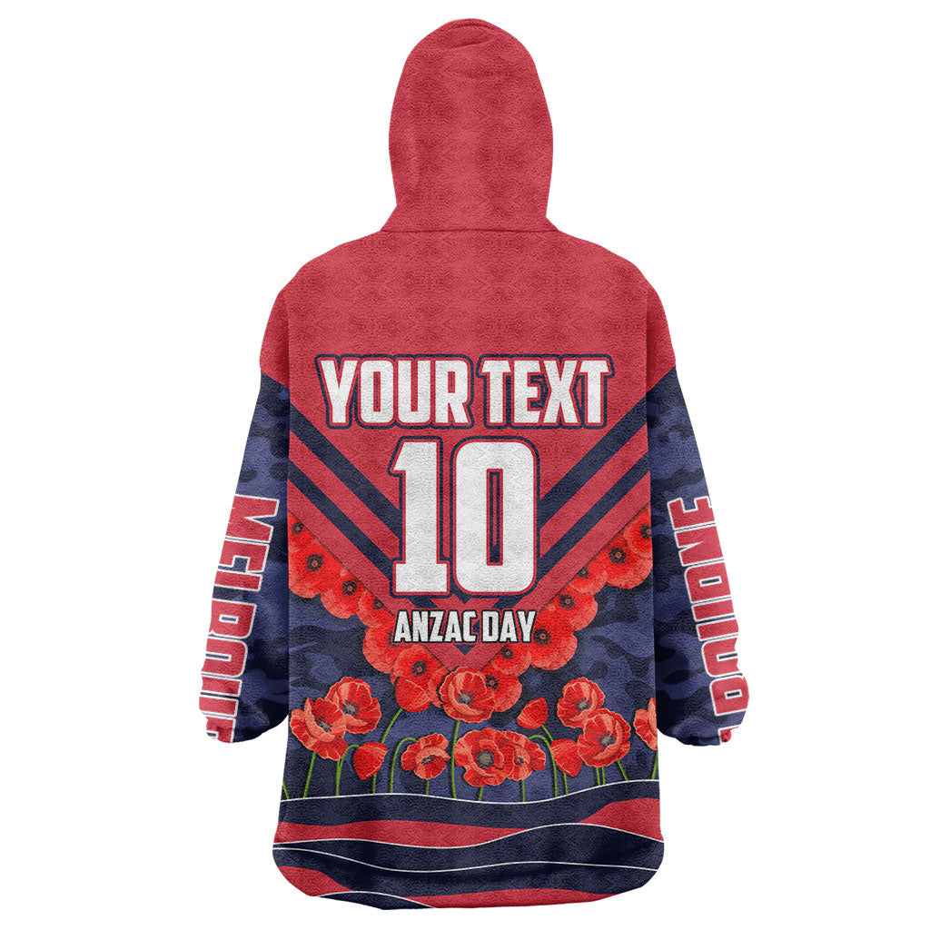 Personalised Melbourne Demons ANZAC Wearable Blanket Hoodie Military Remembrance Australian Football Mascot Camouflage