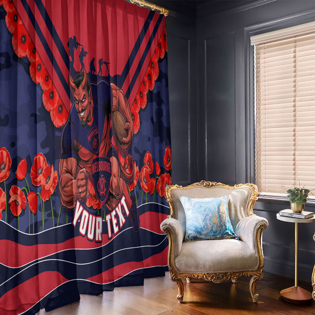 Personalised Melbourne Demons ANZAC Window Curtain Military Remembrance Australian Football Mascot Camouflage