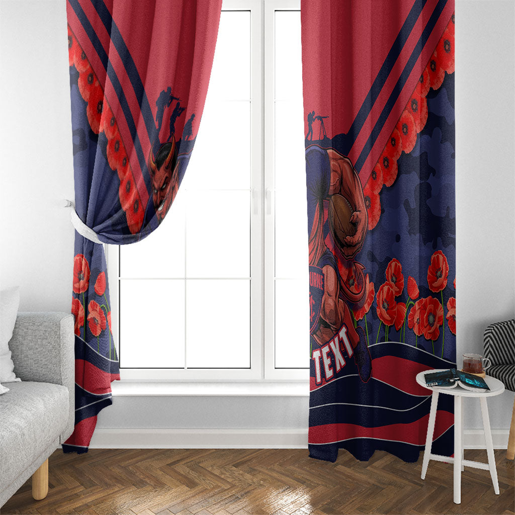 Personalised Melbourne Demons ANZAC Window Curtain Military Remembrance Australian Football Mascot Camouflage