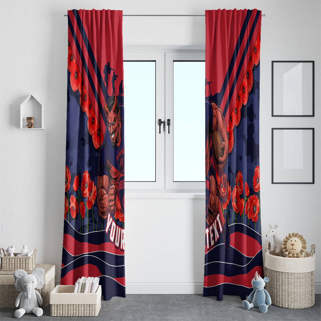 Personalised Melbourne Demons ANZAC Window Curtain Military Remembrance Australian Football Mascot Camouflage