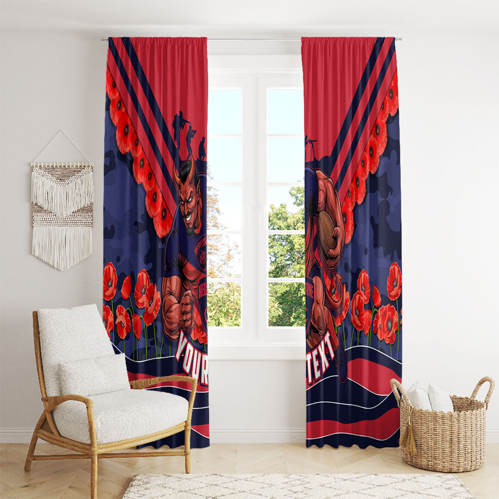 Personalised Melbourne Demons ANZAC Window Curtain Military Remembrance Australian Football Mascot Camouflage