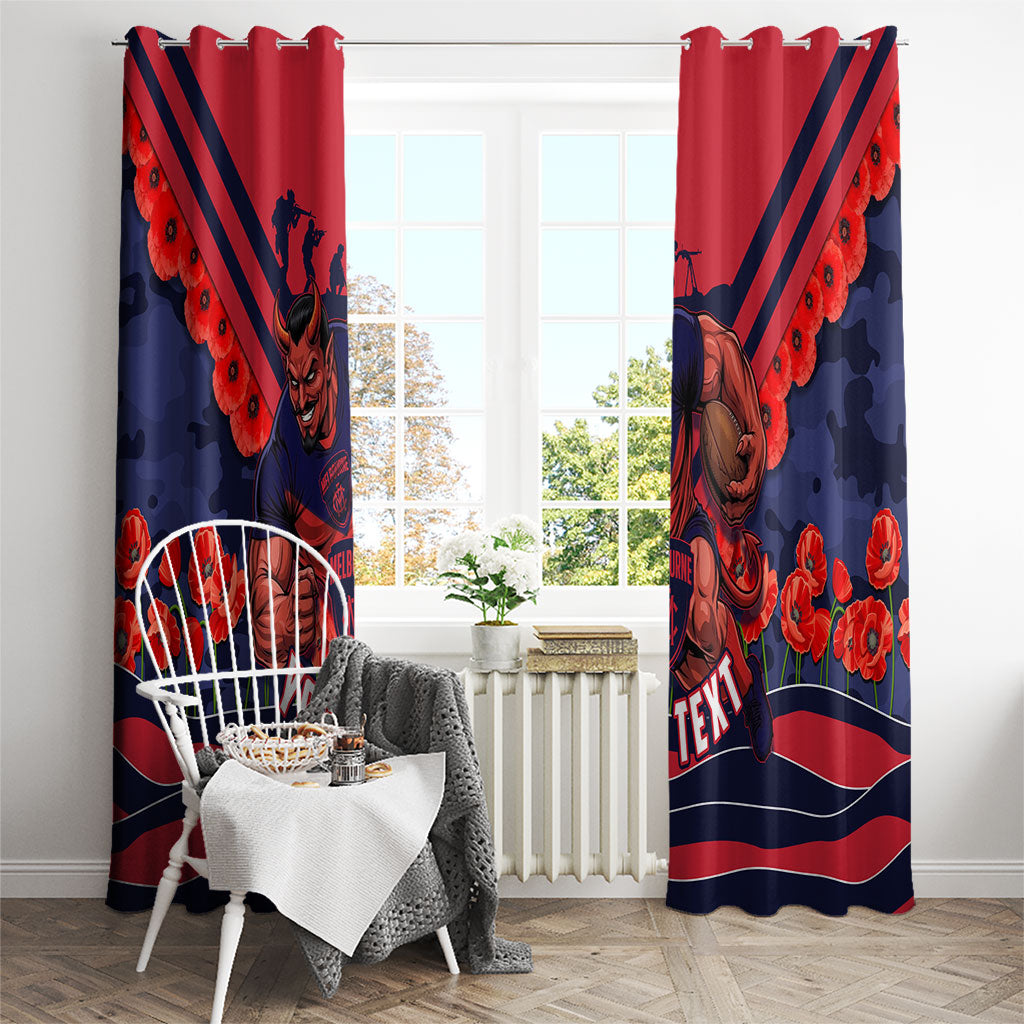 Personalised Melbourne Demons ANZAC Window Curtain Military Remembrance Australian Football Mascot Camouflage