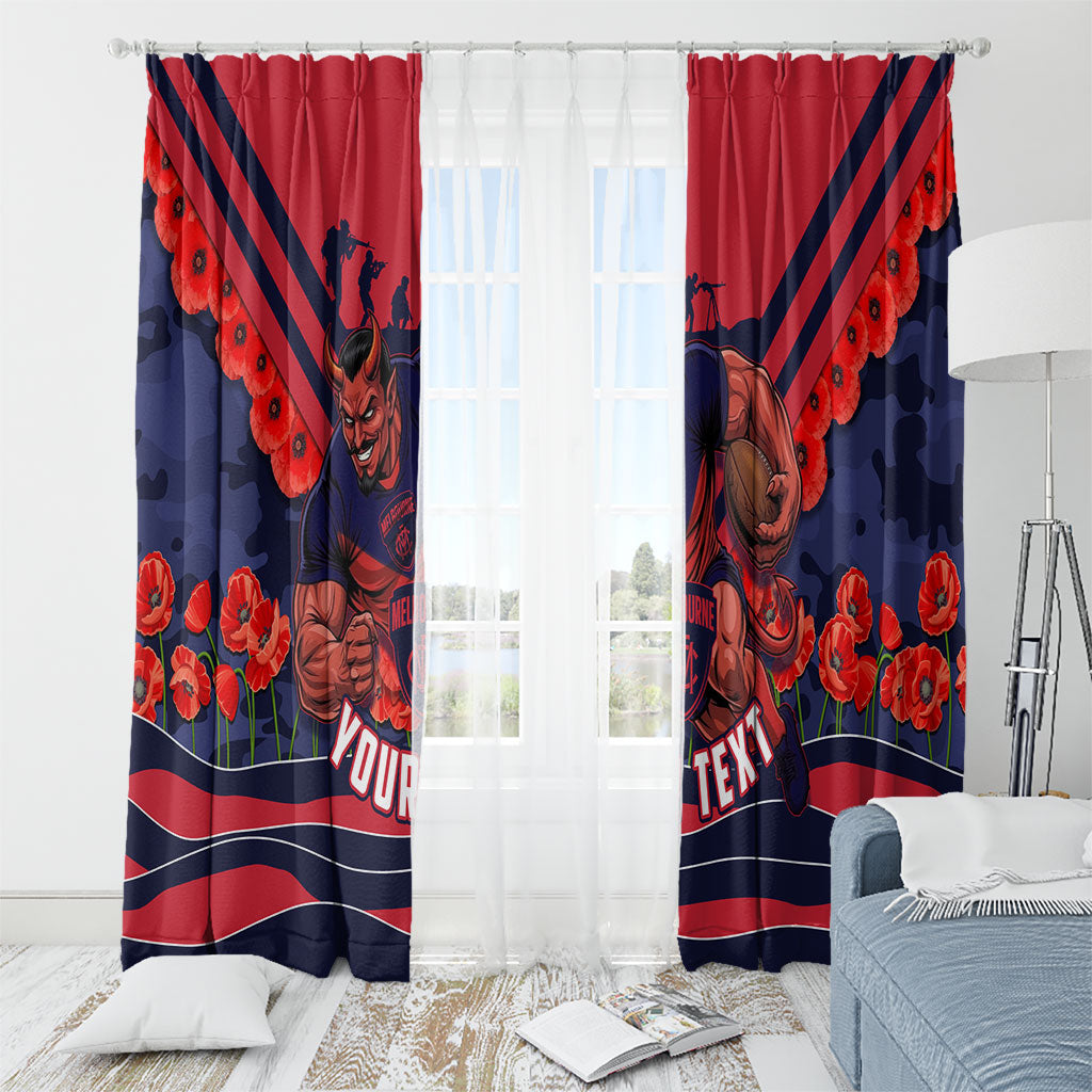 Personalised Melbourne Demons ANZAC Window Curtain Military Remembrance Australian Football Mascot Camouflage