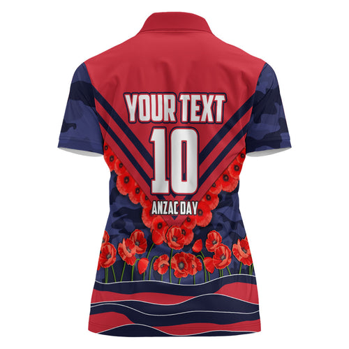 Personalised Melbourne Demons ANZAC Women Polo Shirt Military Remembrance Australian Football Mascot Camouflage