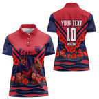 Personalised Melbourne Demons ANZAC Women Polo Shirt Military Remembrance Australian Football Mascot Camouflage