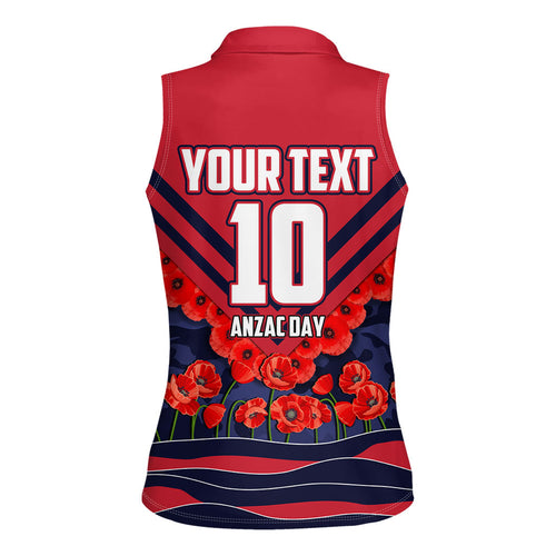 Personalised Melbourne Demons ANZAC Women Sleeveless Polo Shirt Military Remembrance Australian Football Mascot Camouflage