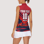 Personalised Melbourne Demons ANZAC Women Sleeveless Polo Shirt Military Remembrance Australian Football Mascot Camouflage