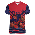 Personalised Melbourne Demons ANZAC Women V-Neck T-Shirt Military Remembrance Australian Football Mascot Camouflage