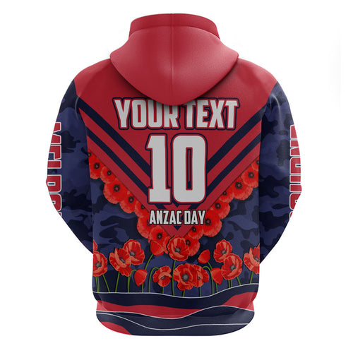 Personalised Melbourne Demons ANZAC Zip Hoodie Military Remembrance Australian Football Mascot Camouflage