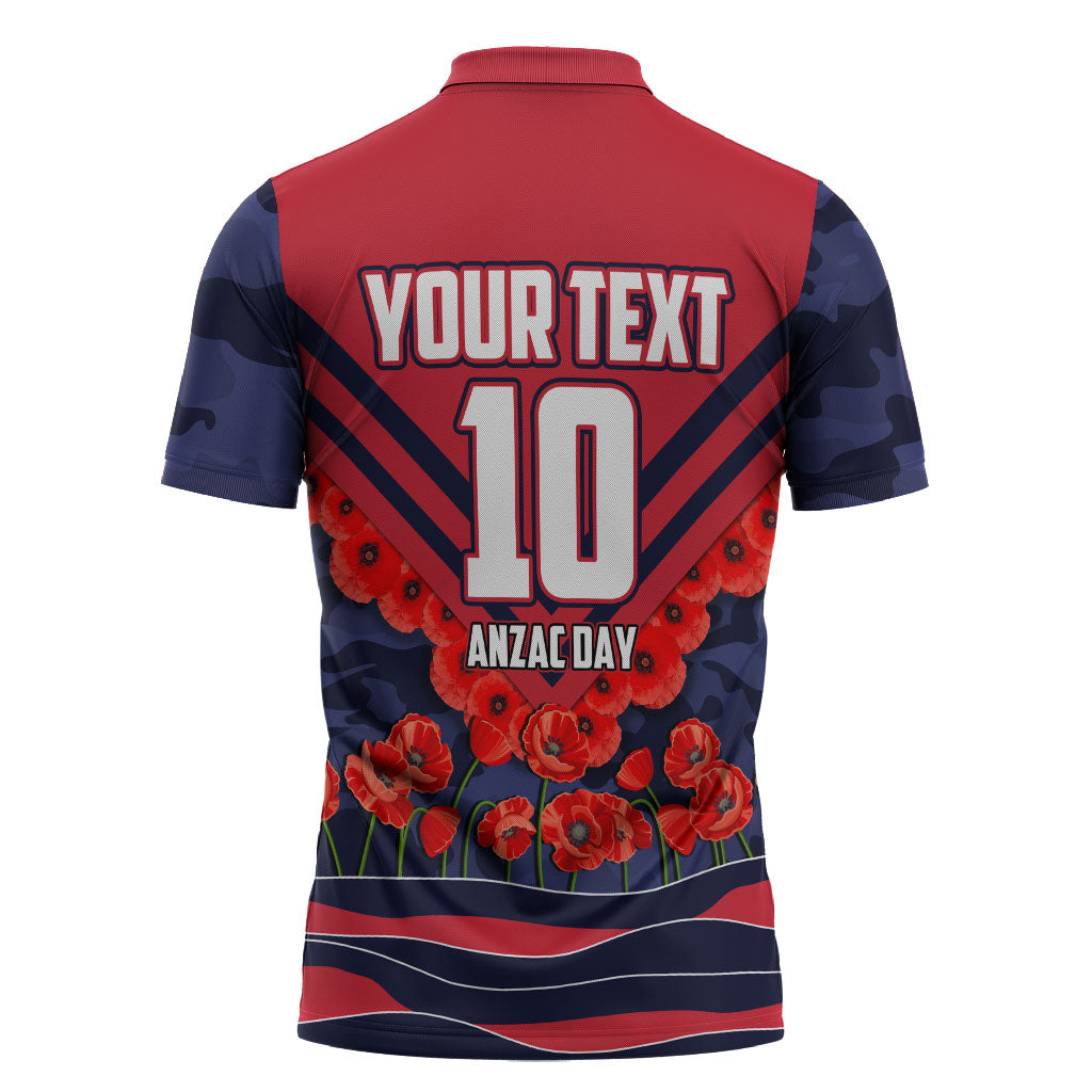 Personalised Melbourne Demons ANZAC Zipper Polo Shirt Military Remembrance Australian Football Mascot Camouflage