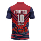 Personalised Melbourne Demons ANZAC Zipper Polo Shirt Military Remembrance Australian Football Mascot Camouflage
