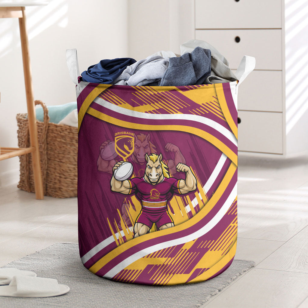 Brisbane Broncos Rugby Mascot Laundry Basket Fierce Athlete Graphic in Sports Style
