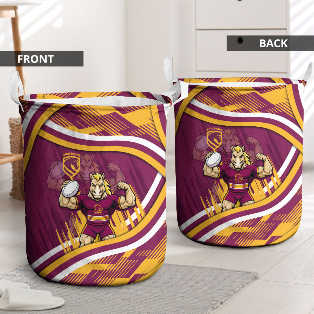 Brisbane Broncos Rugby Mascot Laundry Basket Fierce Athlete Graphic in Sports Style